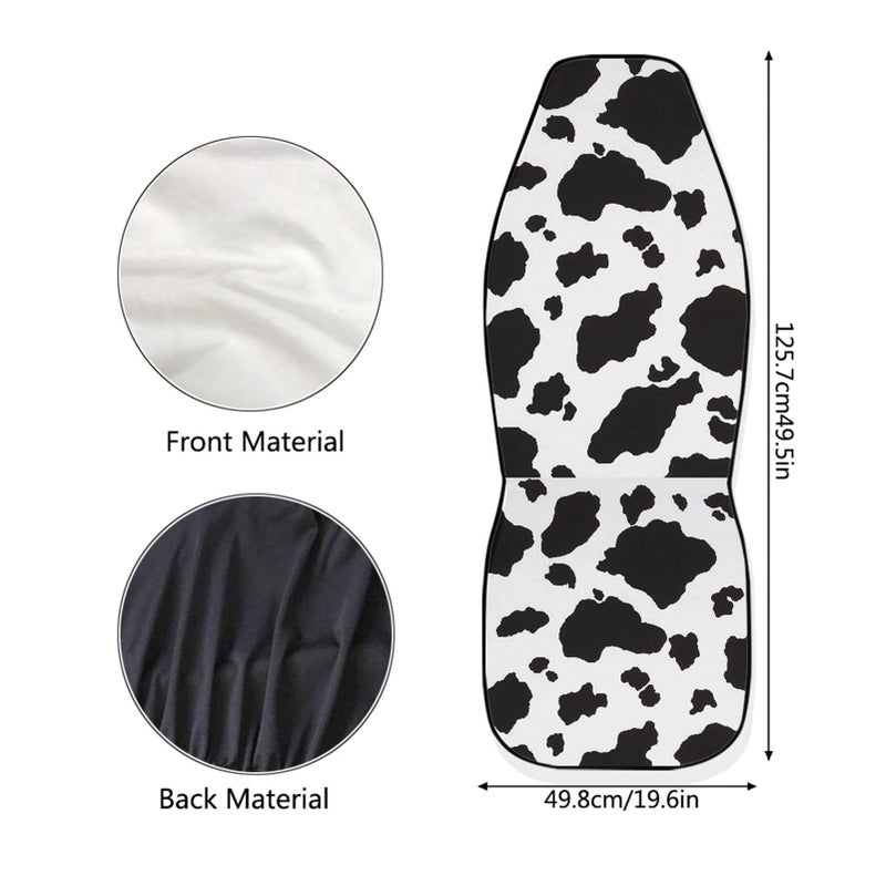 Dreaweet Stylish Cow Print Auto Seat Covers Black&White Front Seat Protector Fit for Most Cars, Sedan, SUV, Van 2 Pcs - Image 4